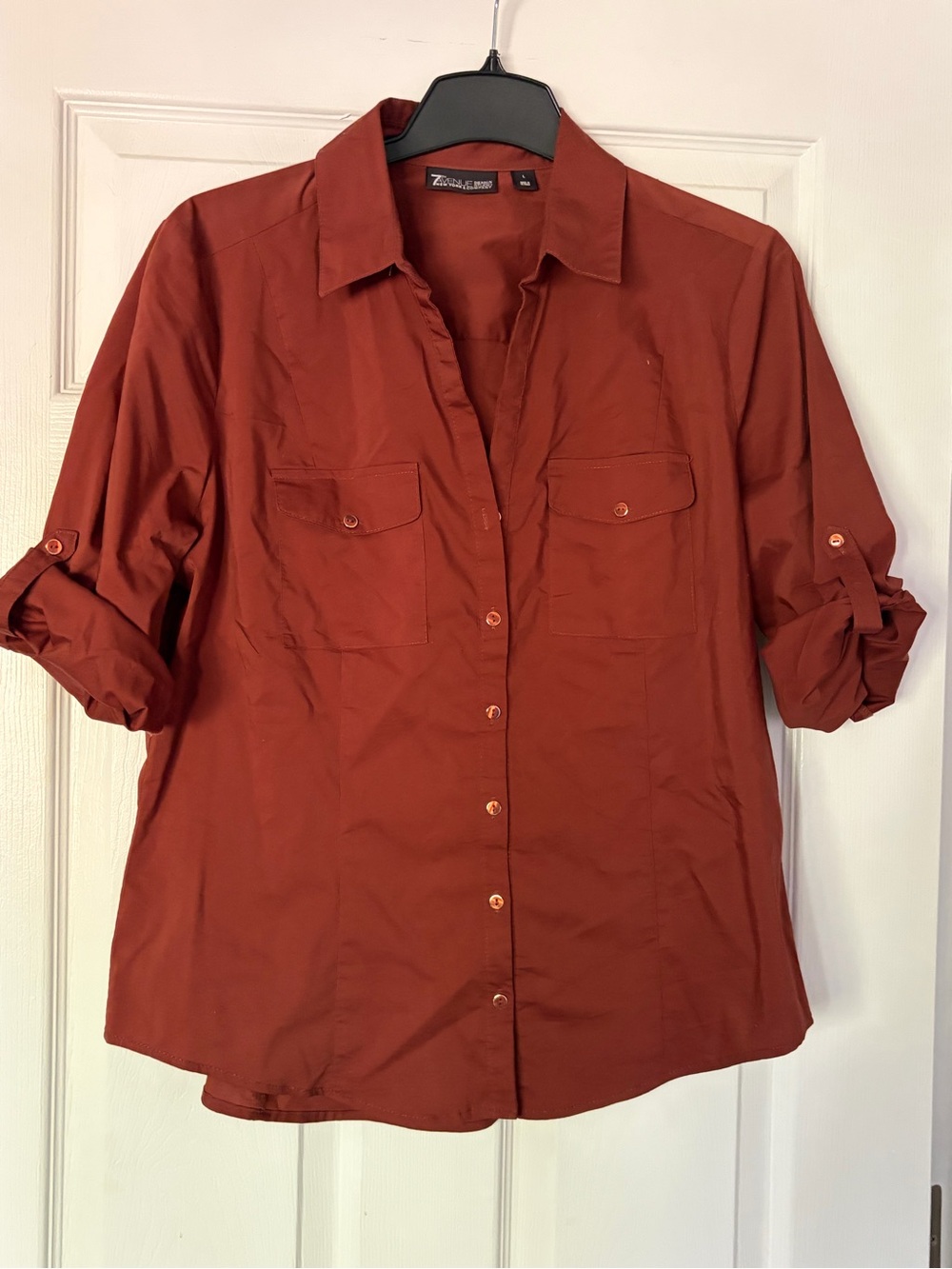 Zoe + Liv Rust Button-Front Utility Shirt